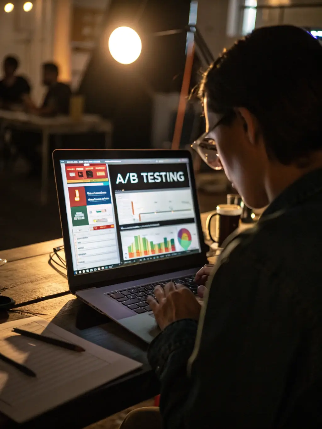 An image of A/B testing scenarios on a website, showing different versions of a landing page being tested to improve conversion rates. The image should illustrate the scientific approach to website optimization.